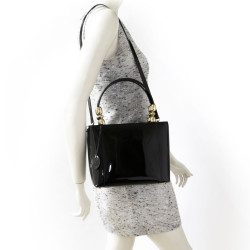 Sac 'Lady Dior' DIOR cuir verni noir 