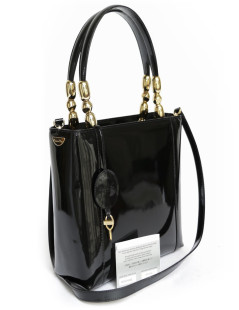 Sac 'Lady Dior' DIOR cuir verni noir 