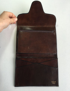 CELINE Vintage canvas and brown leather portfolio