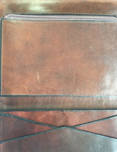 CELINE Vintage canvas and brown leather portfolio