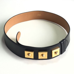 Ceinture HERMES "Piano" en cuir box noir 