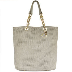 CHRISTIAN DIOR tote bag in beige leather