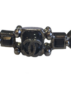 Bracelet CHANEL en pâte de verre noire et grise