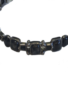 Bracelet CHANEL en pâte de verre noire et grise