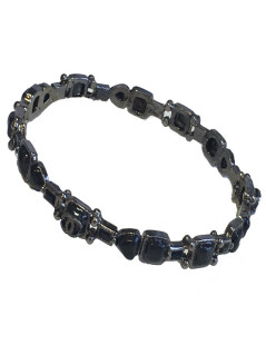 Bracelet CHANEL en pâte de verre noire et grise