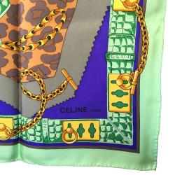 Foulard CELINE en soie verte