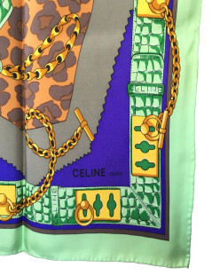 Foulard CELINE en soie verte