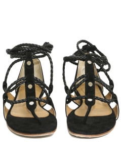 HERMES T 37 leather and Black Suede sandals