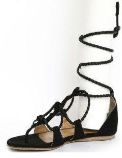 HERMES T 37 leather and Black Suede sandals