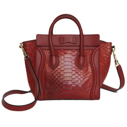 Sac CELINE en cuir et python rouge