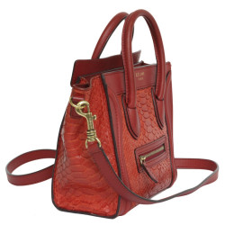 Sac CELINE en cuir et python rouge