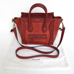 Sac CELINE en cuir et python rouge