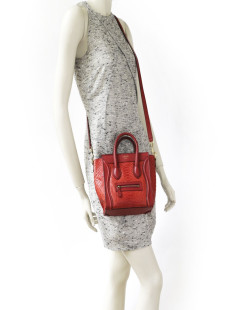 CELINE 'Nano' bag in red leather and python