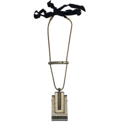 LANVIN pendant articulated in brass and rhinestones