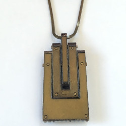 LANVIN pendant articulated in brass and rhinestones