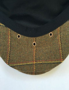 MOTSCH cap for HERMES "Edinburgh" collection in wool with khaki check pattern