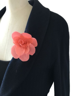 CHANEL camellia brooch in pink silk