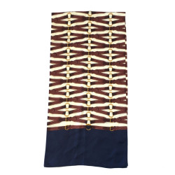 Ivory, Maroon and blue silk HERMES scarf