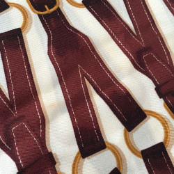 Ivory, Maroon and blue silk HERMES scarf