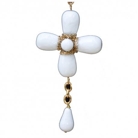 Collier Croix blanc Marguerite de Valois