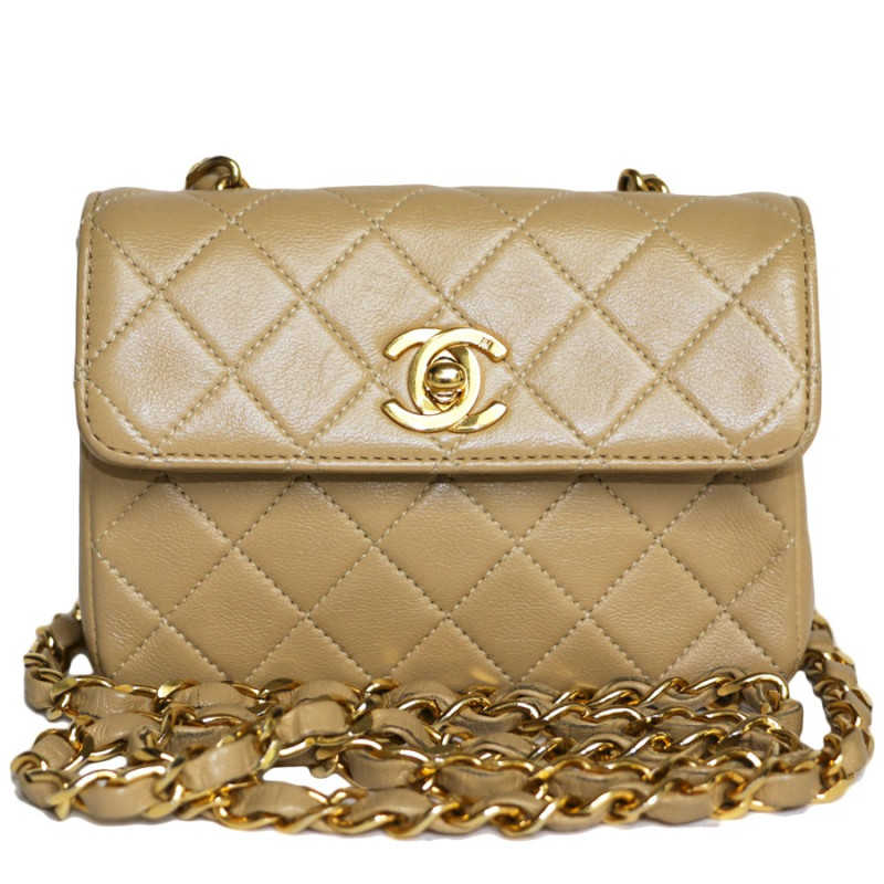 Mini sac CHANEL matelassé beige