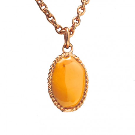 collier MARGUERITE de VALOIS cabochon jaune