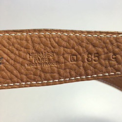 xxx Ceinture HERMES T 85 réversible en cuir box noir et cuir togo gold