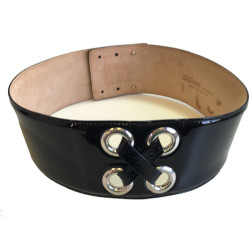 Ceinture Alexander McQUEEN en cuir verni noir T75