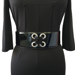 Ceinture Alexander McQUEEN en cuir verni noir T75