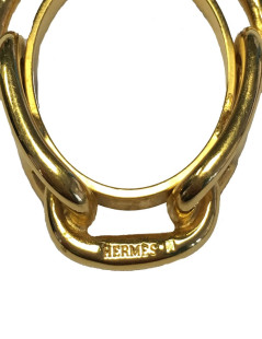 HERMES scarf ring chain Golden anchor