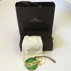 xxx Porte-clefs DELVAUX masqué en veau vert et rose