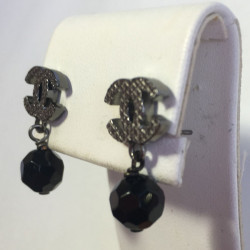 Ruthenium CHANEL ear studs