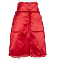 CHANEL T38 en red Duchess silk skirt