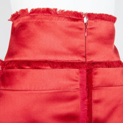 CHANEL T38 en red Duchess silk skirt