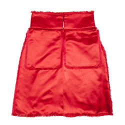 CHANEL T38 en red Duchess silk skirt