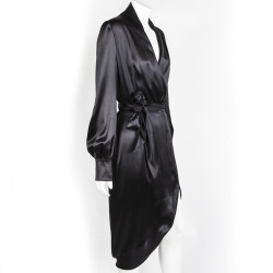 YVES SAINT LAURENT T 38 en black silk dress