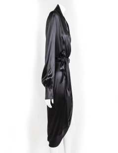 YVES SAINT LAURENT T 38 en black silk dress