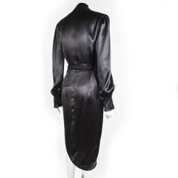 YVES SAINT LAURENT T 38 en black silk dress