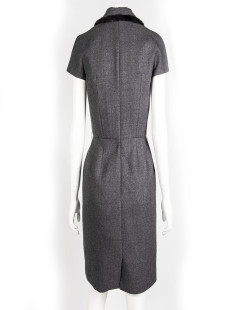  CHRISTIAN DIOR sheath dress in gray wool size 36EU