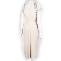 CHRISTIAN DIOR Cocktail Dress in Beige Silk Crepe Size 36FR