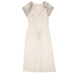 CHRISTIAN DIOR Cocktail Dress in Beige Silk Crepe Size 36FR