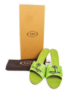 Sandales TOD'S T39 cuir vert pomme