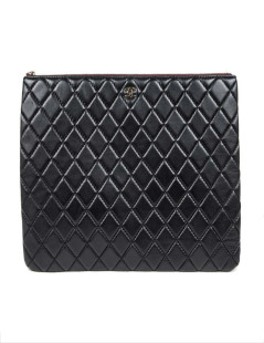 CHANEL black quilted pouch