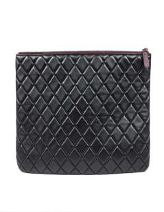 CHANEL black quilted pouch