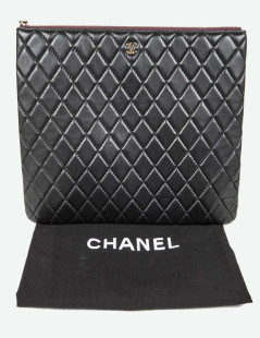 CHANEL black quilted pouch