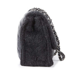 Sac CHANEL en laine et cuir noir