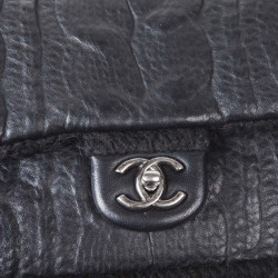 Sac CHANEL en laine et cuir noir