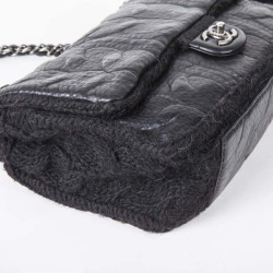 Sac CHANEL en laine et cuir noir