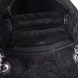 Sac CHANEL en laine et cuir noir