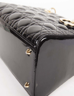 CHRISTIAN DIOR Lady Dior bag in black quilted patent leather